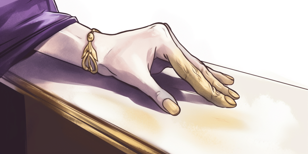 Main tenant la poignée d'un cercueil