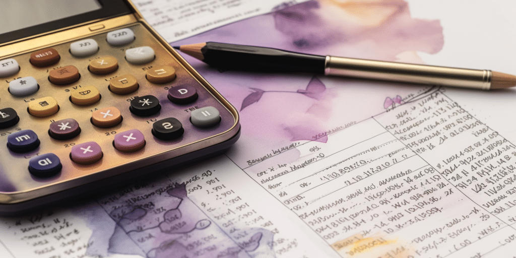 Calculatrice sur une feuille d'imposition pour la succession