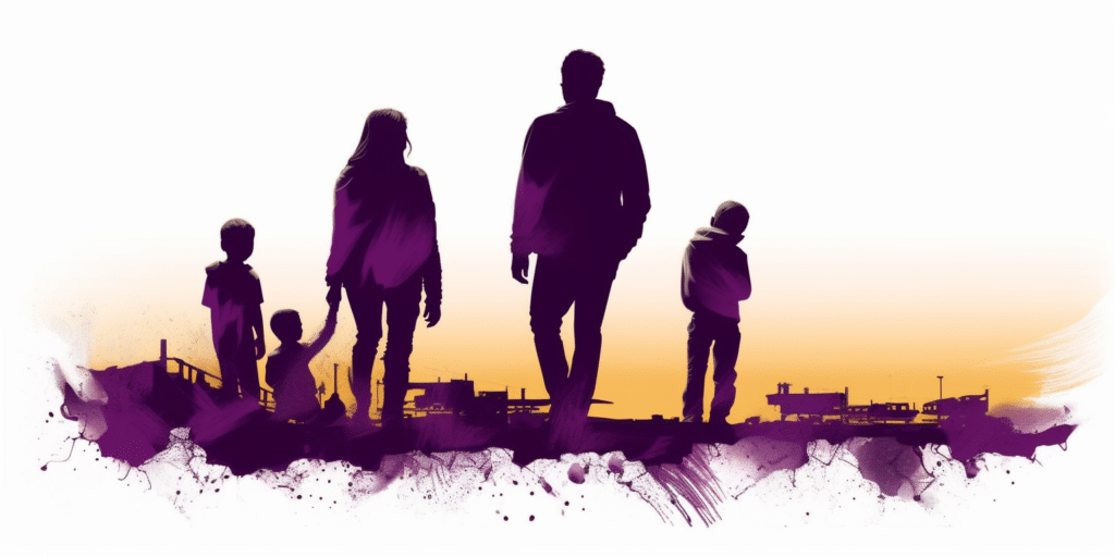 Un couple en famille avec ses enfants