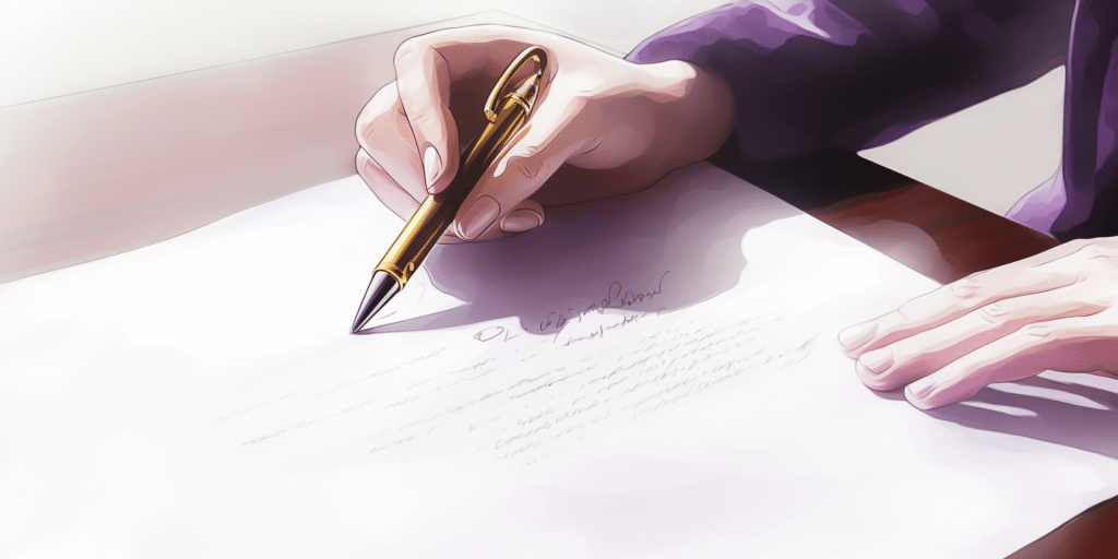 Client qui signe un contrat d'assurance obsèques