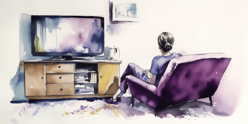 Femme qui regarde un film sur le deuil