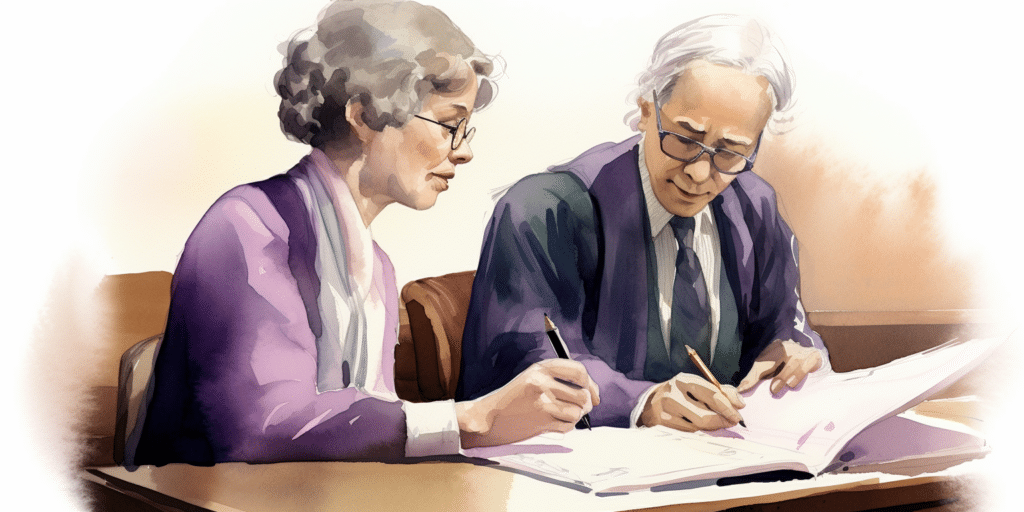 Femme âgée qui souscrit un contrat prévoyance